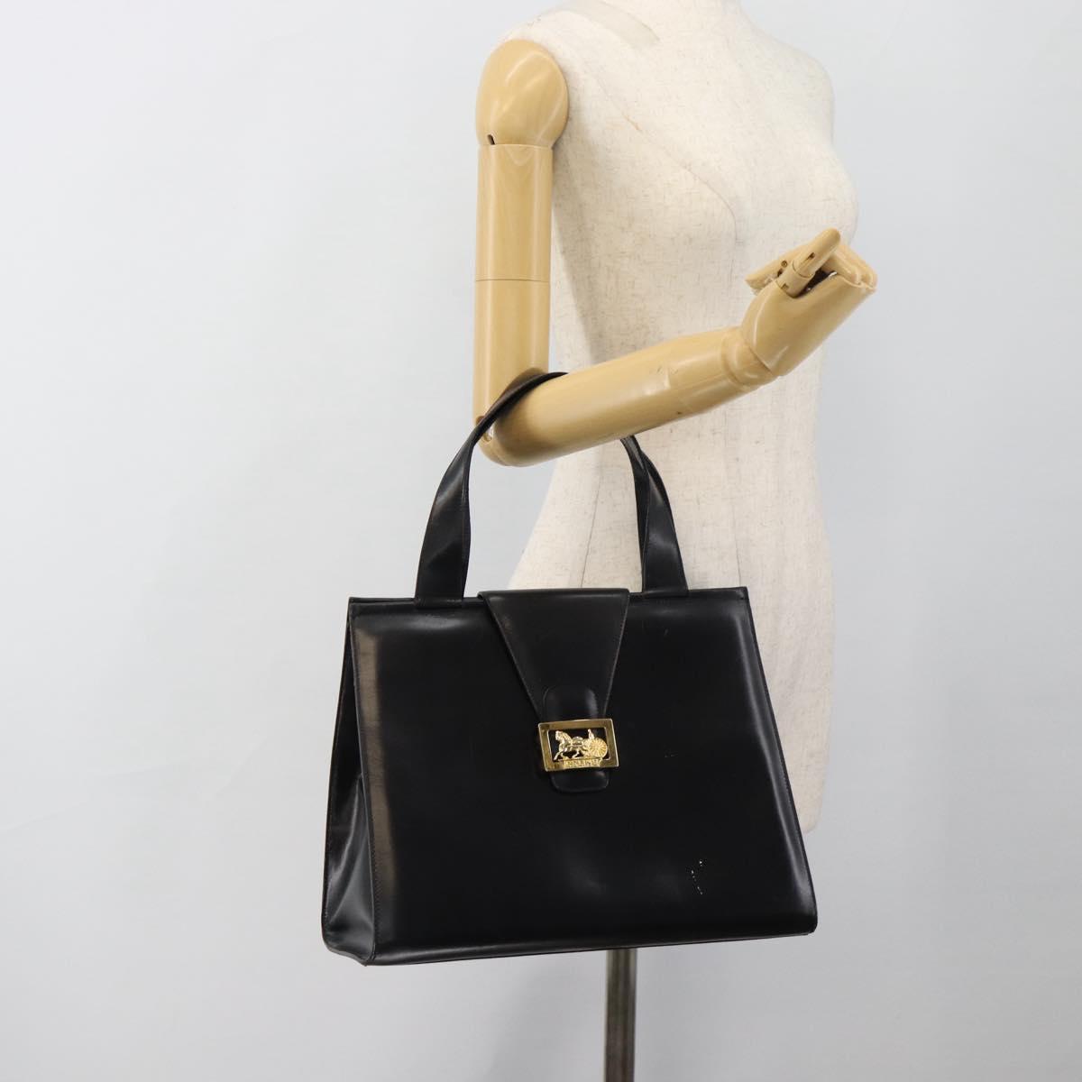 CELINE Horse Carriage Tote Bag Leather Black Gold Auth 187792A