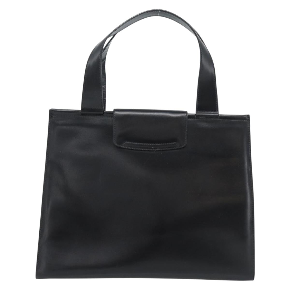 CELINE Horse Carriage Tote Bag Leather Black Gold Auth 187792A
