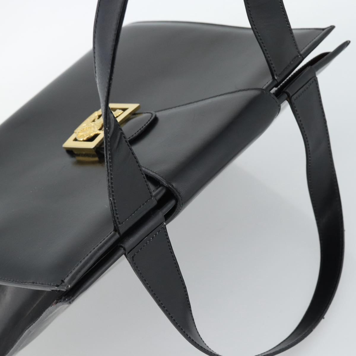 CELINE Horse Carriage Tote Bag Leather Black Gold Auth 187792A