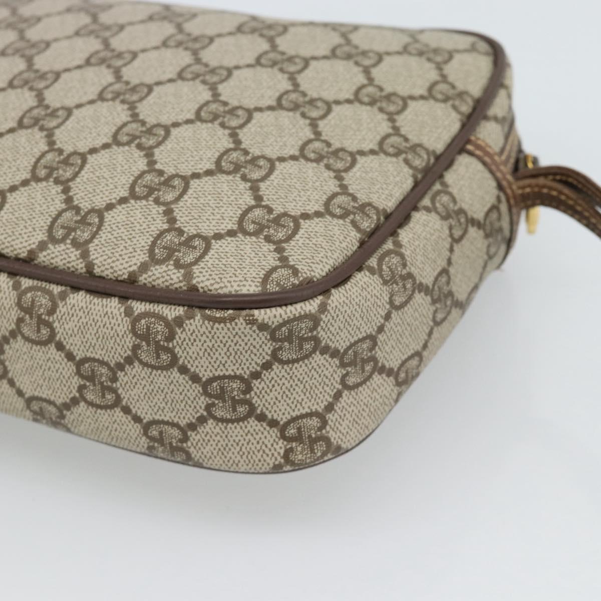 GUCCI GG Canvas Clutch Bag PVC Leather Beige Gold 014 58 0128 Auth 187793