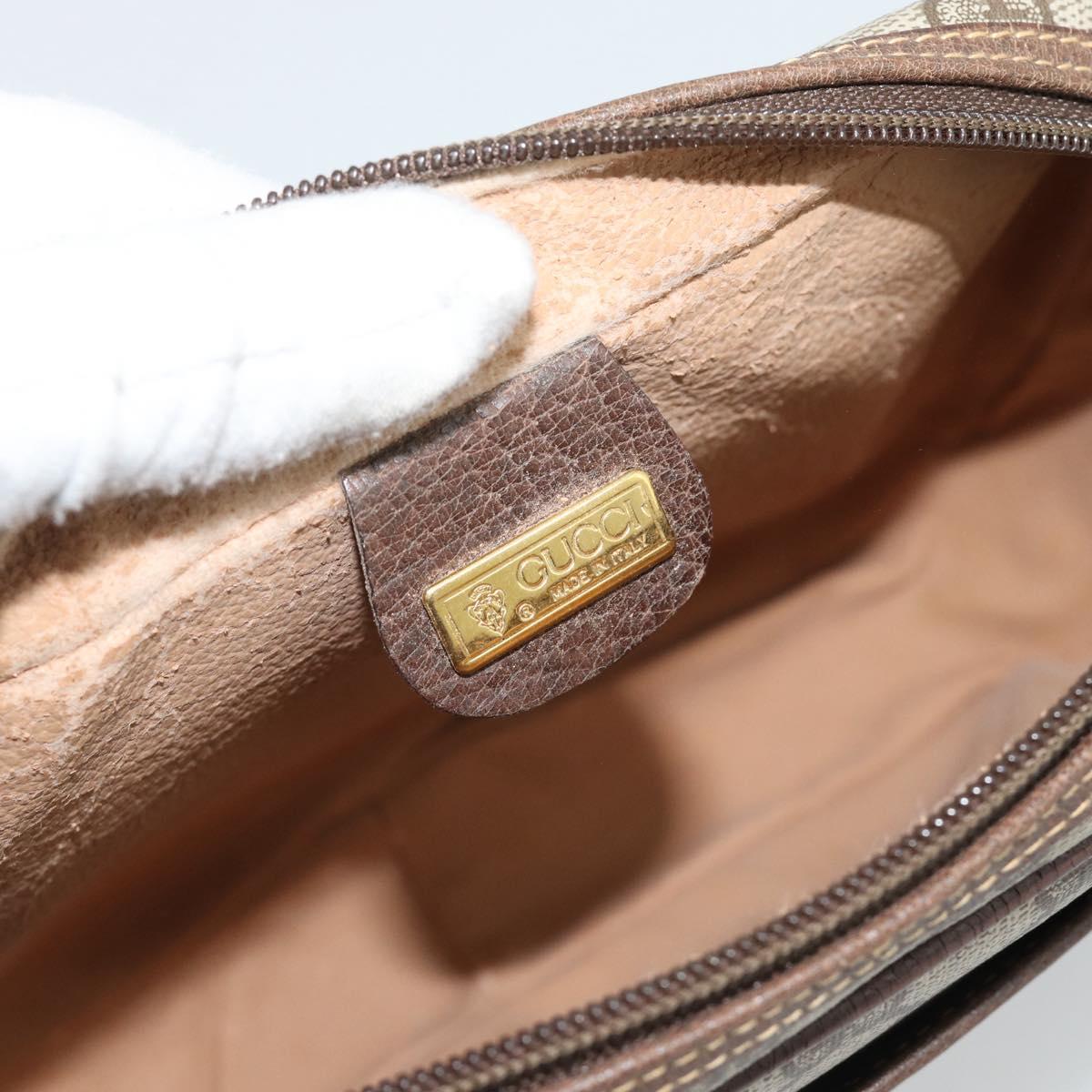 GUCCI GG Canvas Clutch Bag PVC Leather Beige Gold 014 58 0128 Auth 187793