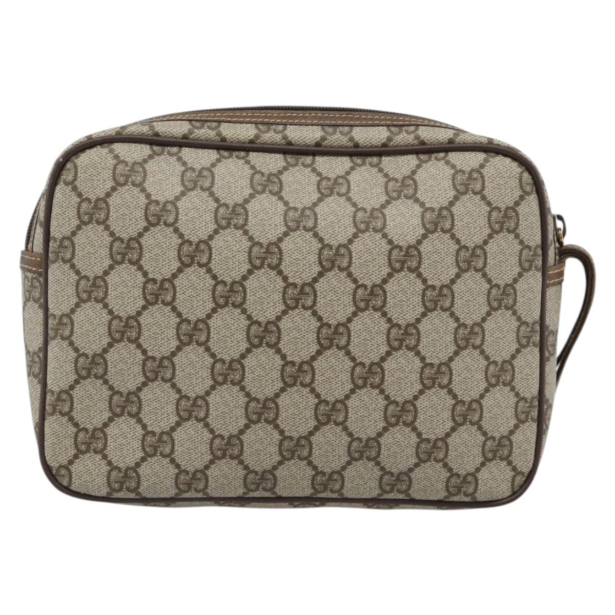 GUCCI GG Canvas Clutch Bag PVC Leather Beige Gold 014 58 0128 Auth 187793