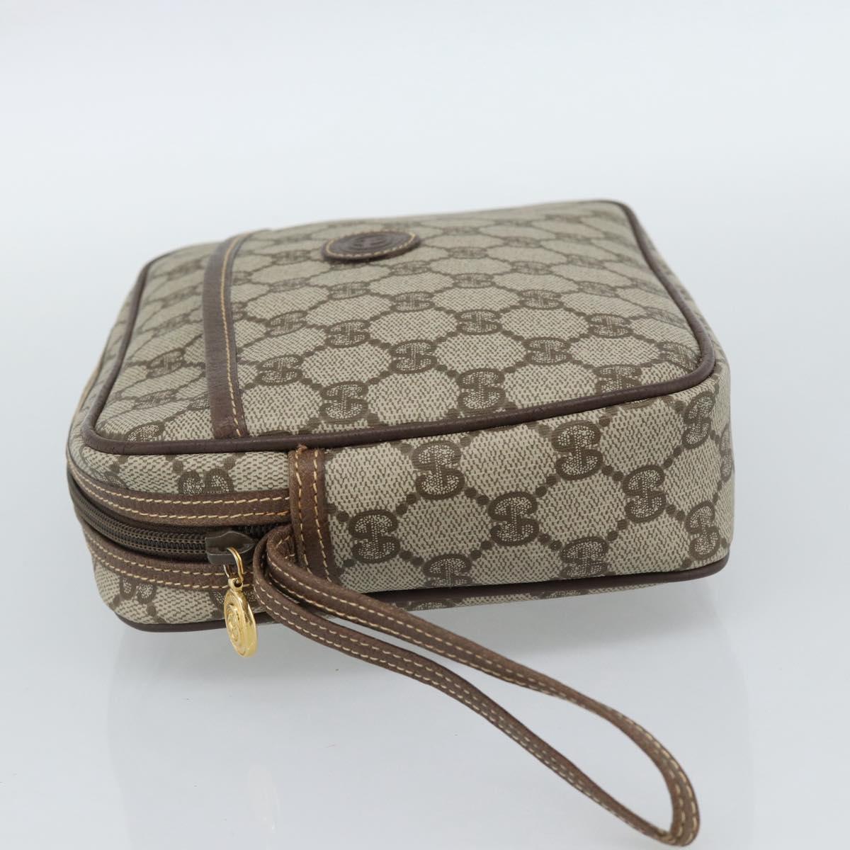 GUCCI GG Canvas Clutch Bag PVC Leather Beige Gold 014 58 0128 Auth 187793
