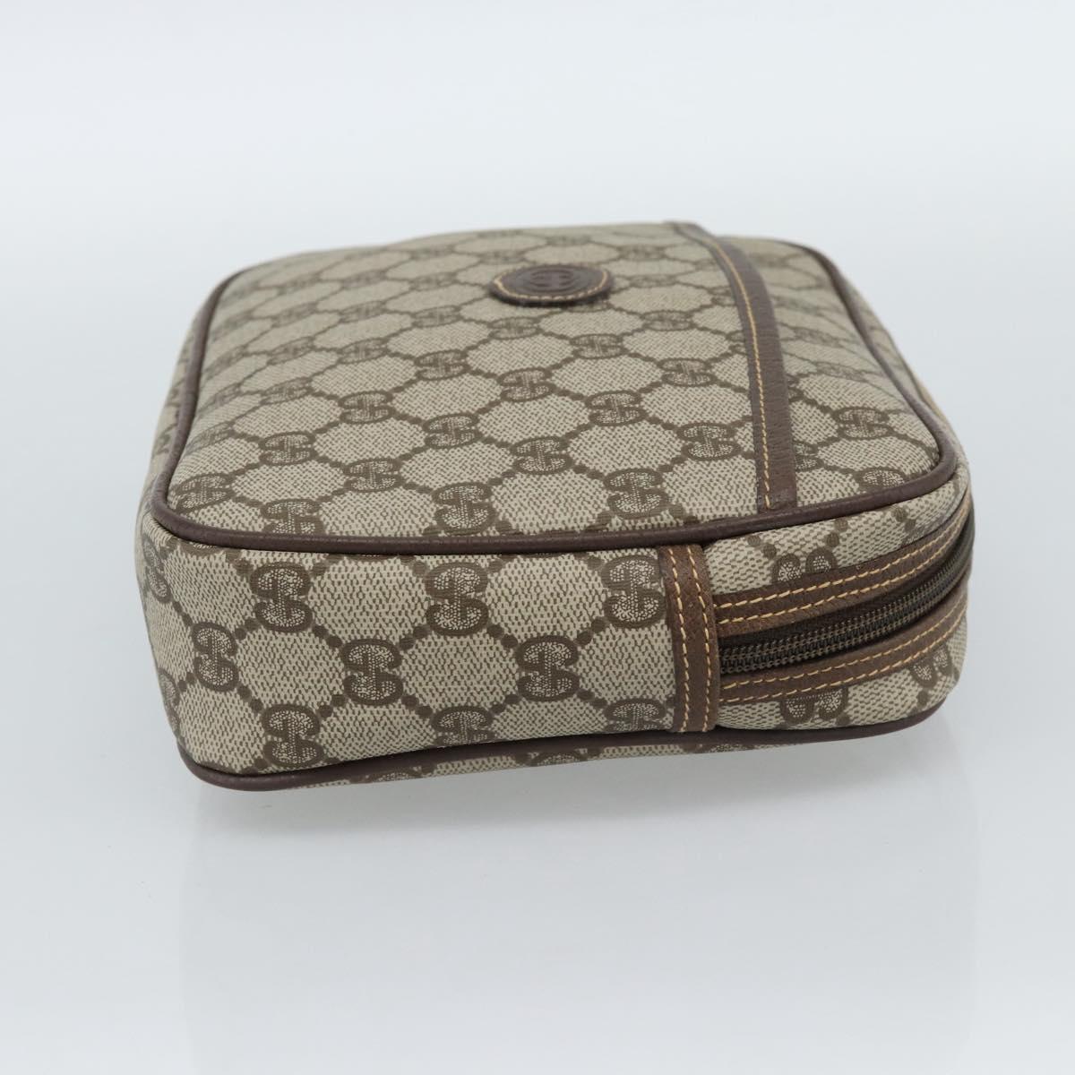 GUCCI GG Canvas Clutch Bag PVC Leather Beige Gold 014 58 0128 Auth 187793