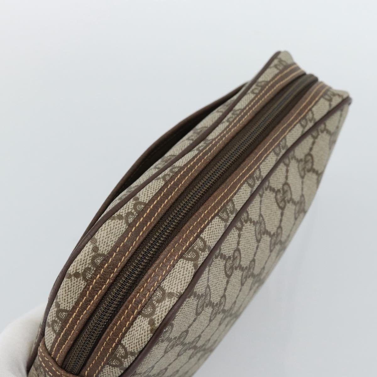 GUCCI GG Canvas Clutch Bag PVC Leather Beige Gold 014 58 0128 Auth 187793