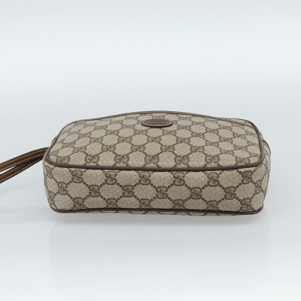 GUCCI GG Canvas Clutch Bag PVC Leather Beige Gold 014 58 0128 Auth 187793