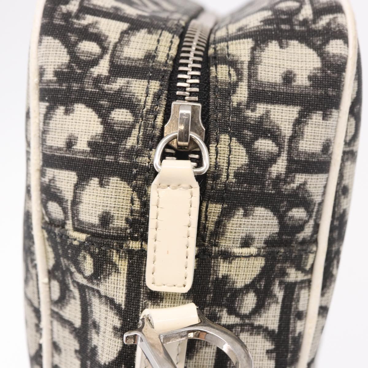 Christian Dior Trotter Canvas Shoulder Bag PVC Black Silver Auth 187794