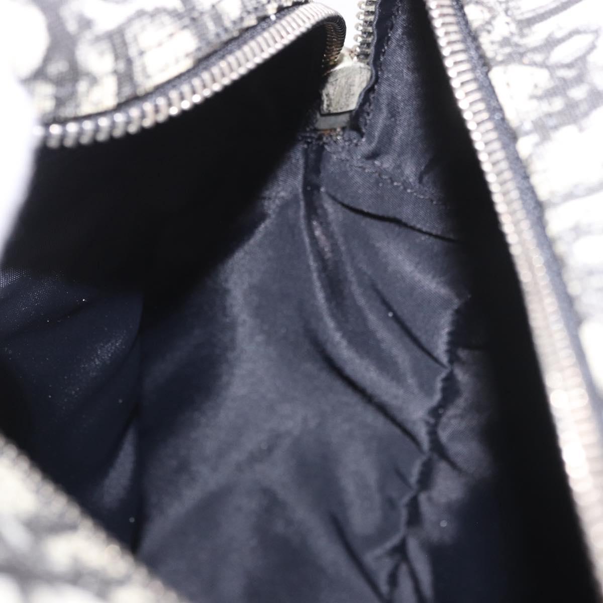 Christian Dior Trotter Canvas Shoulder Bag PVC Black Silver Auth 187794