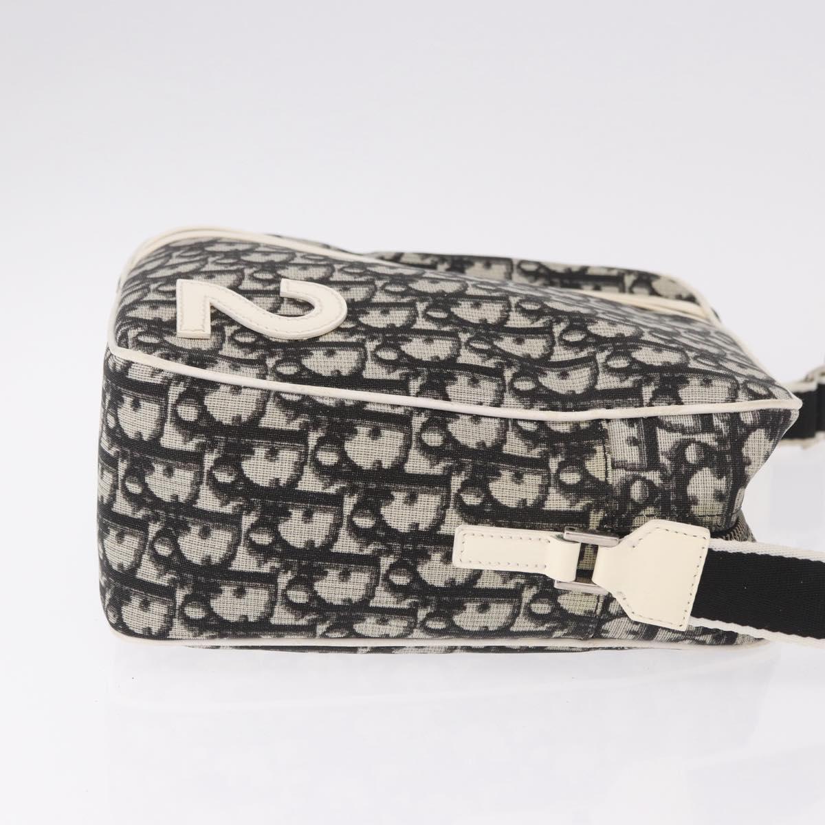 Christian Dior Trotter Canvas Shoulder Bag PVC Black Silver Auth 187794