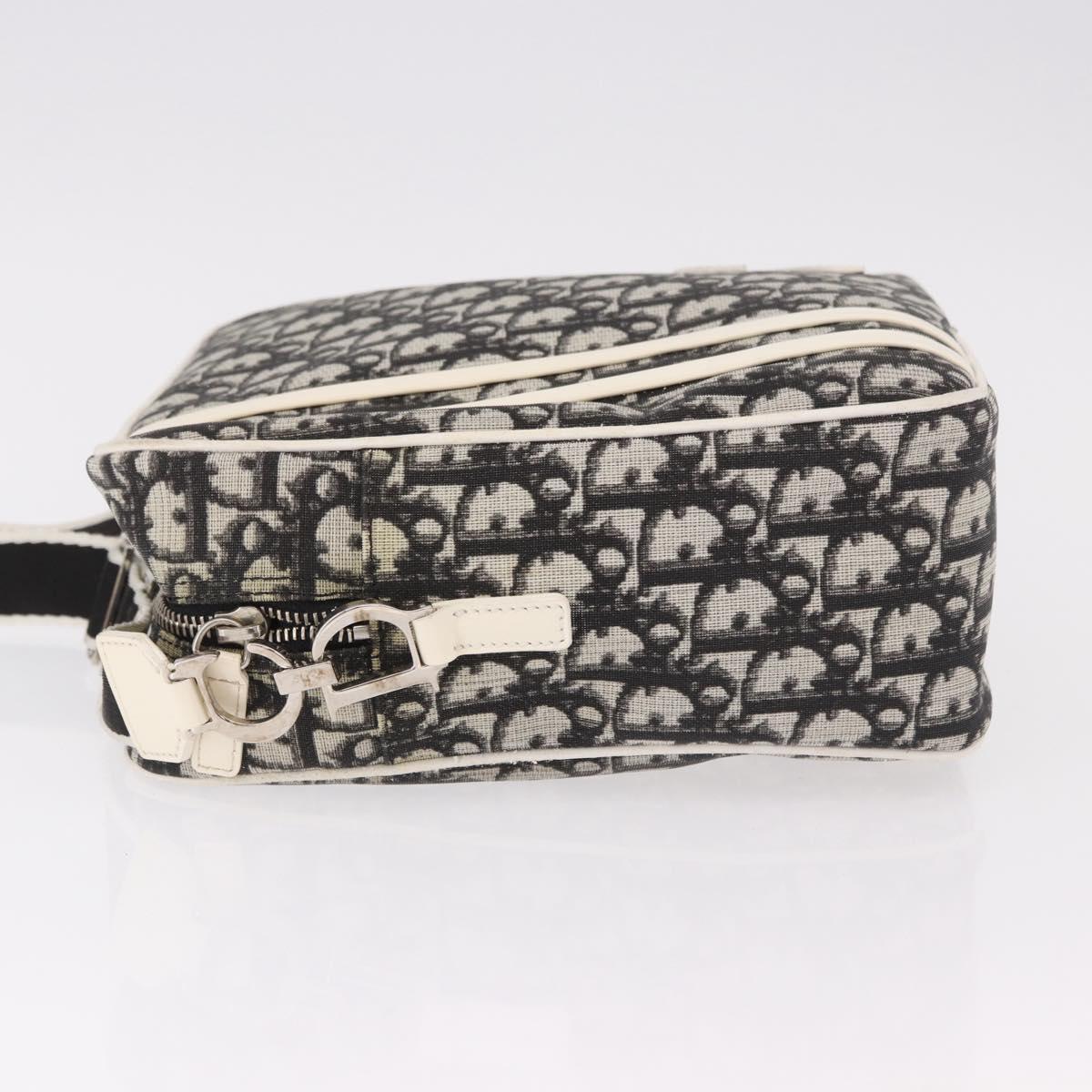 Christian Dior Trotter Canvas Shoulder Bag PVC Black Silver Auth 187794