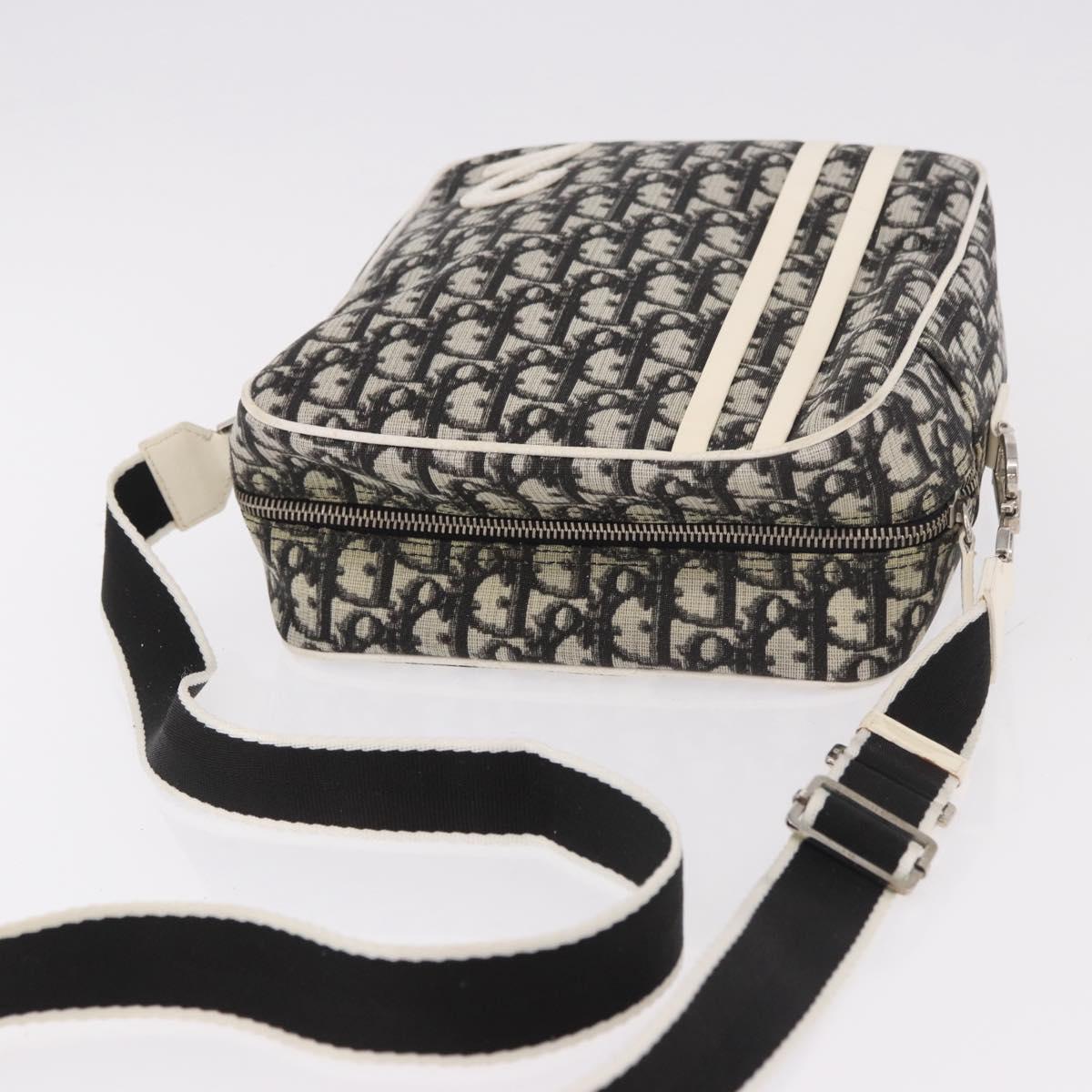 Christian Dior Trotter Canvas Shoulder Bag PVC Black Silver Auth 187794