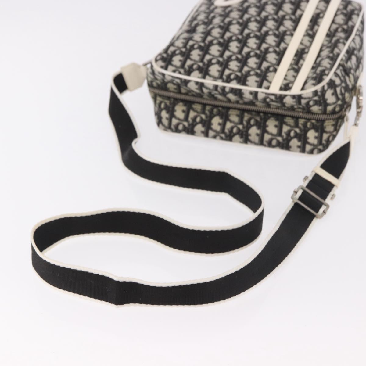 Christian Dior Trotter Canvas Shoulder Bag PVC Black Silver Auth 187794