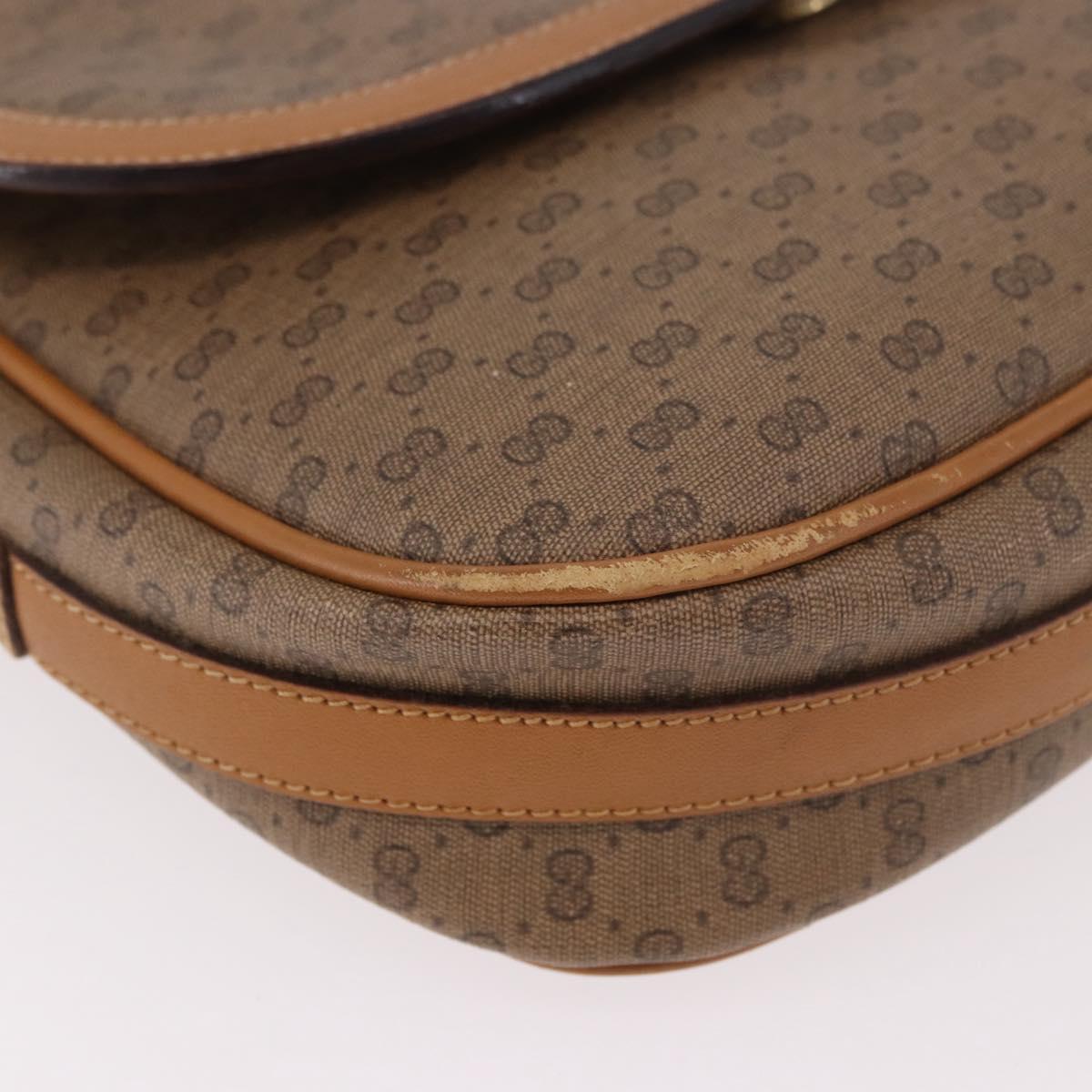 GUCCI Micro GG Supreme Shoulder Bag PVC Beige Gold Auth 187795