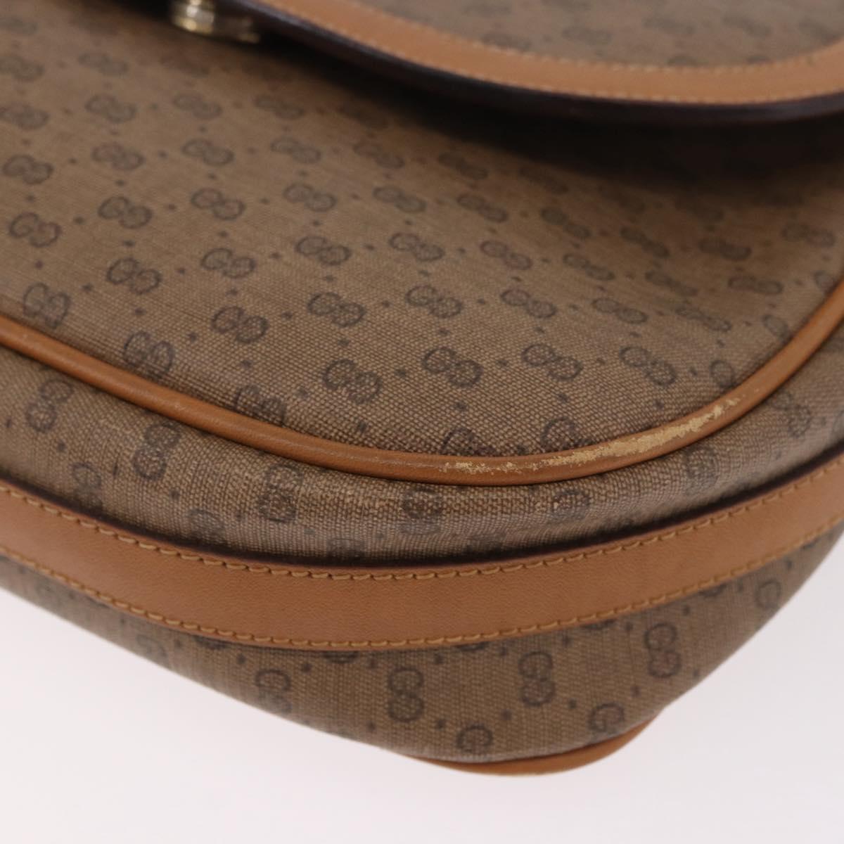 GUCCI Micro GG Supreme Shoulder Bag PVC Beige Gold Auth 187795