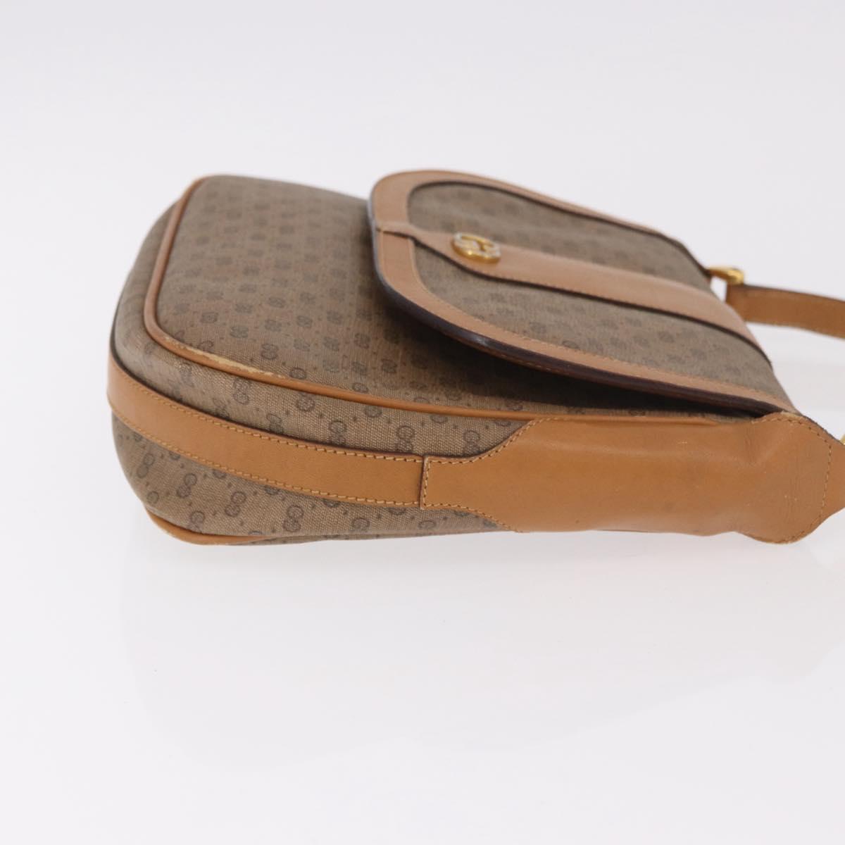 GUCCI Micro GG Supreme Shoulder Bag PVC Beige Gold Auth 187795