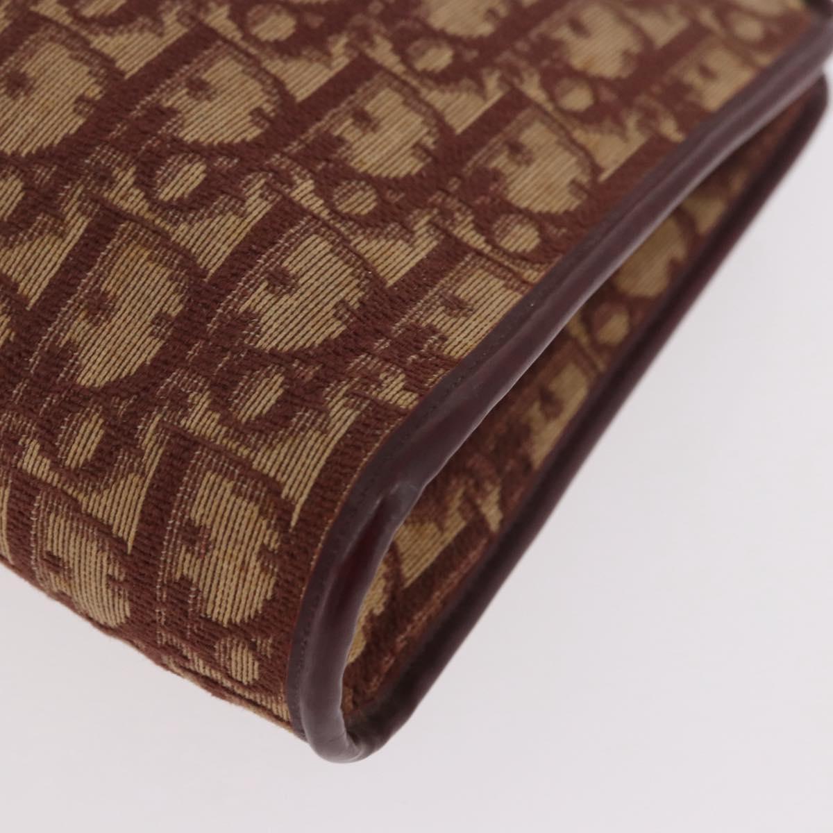 Christian Dior Trotter Canvas Shoulder Bag Red Gold Auth 187796