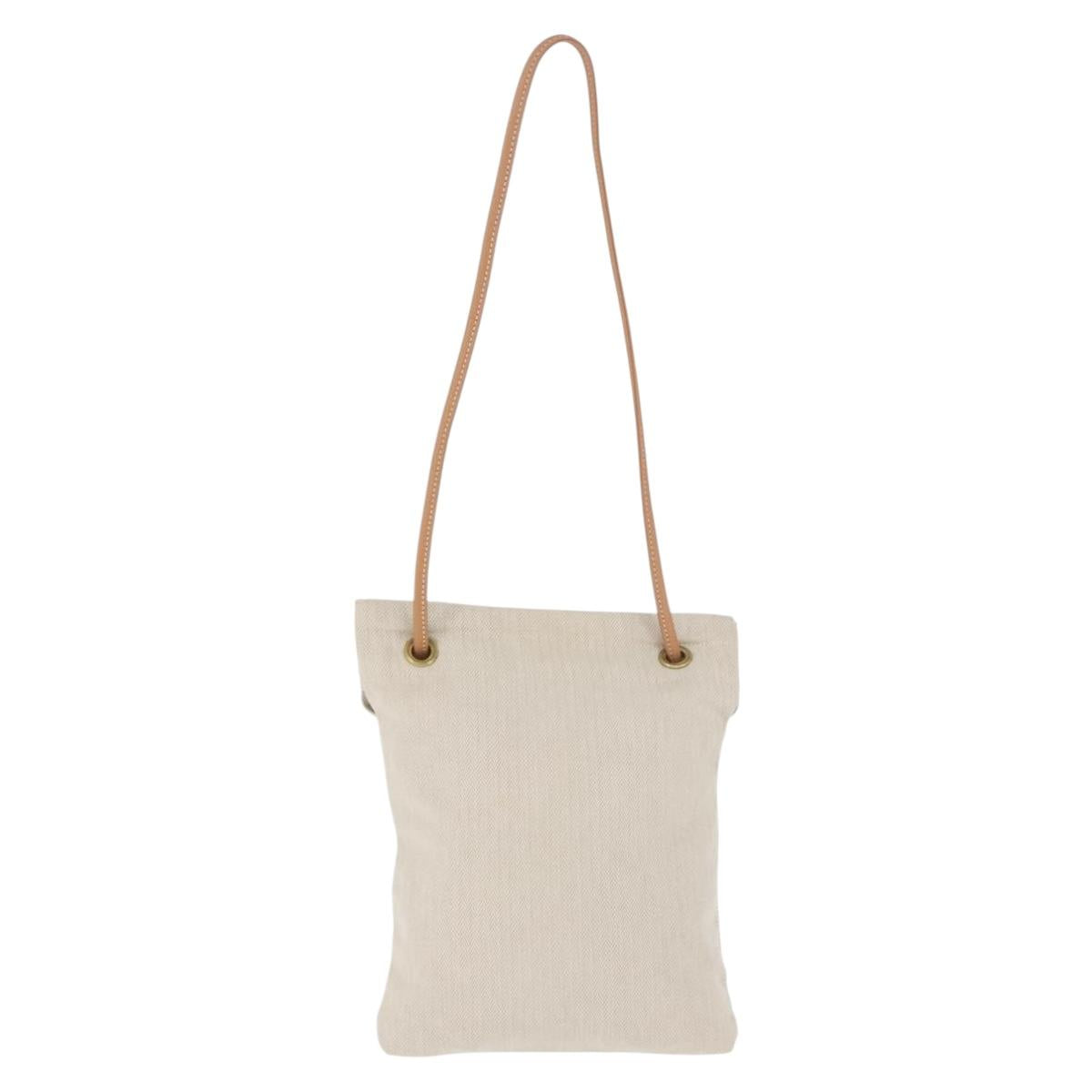 HERMES Aline PM Shoulder Bag Cotton Beige Gold Auth 187797A