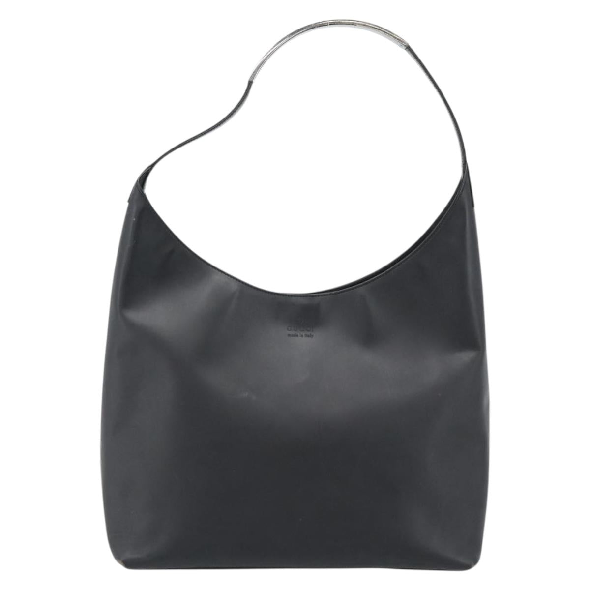 GUCCI Shoulder Bag Leather Black Silver 001 3297 Auth 187800