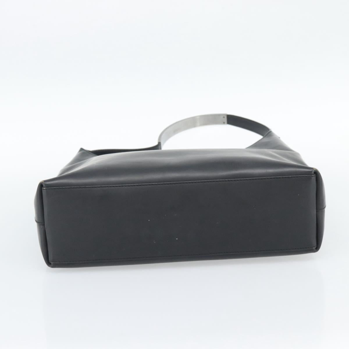 GUCCI Shoulder Bag Leather Black Silver 001 3297 Auth 187800