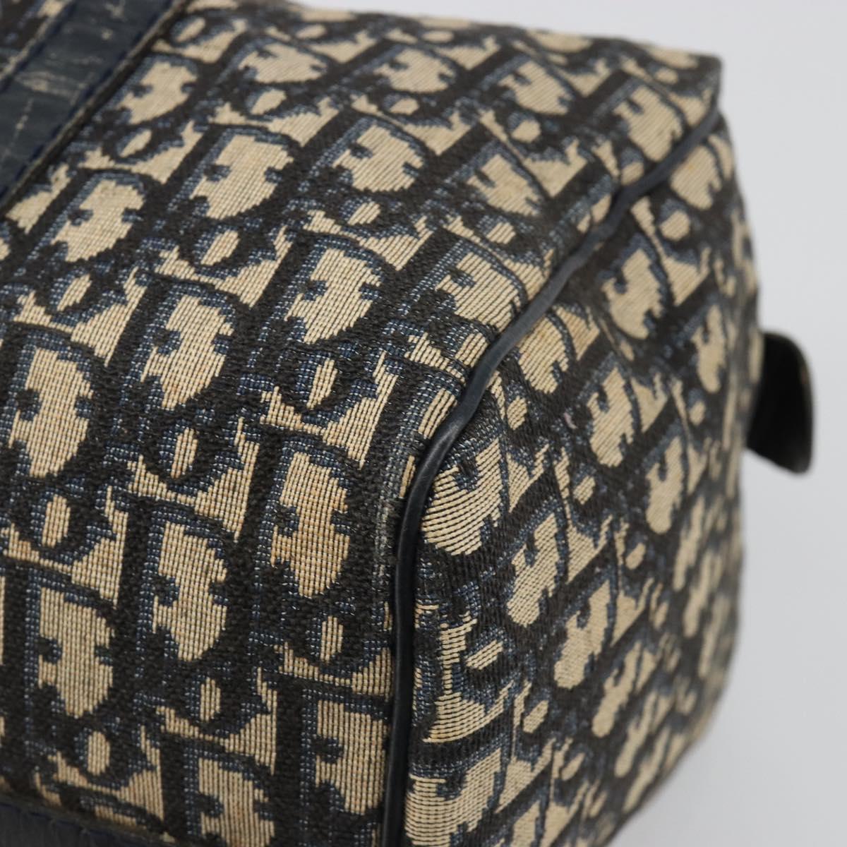 Christian Dior Trotter Canvas Hand Bag Navy Silver Auth 187811