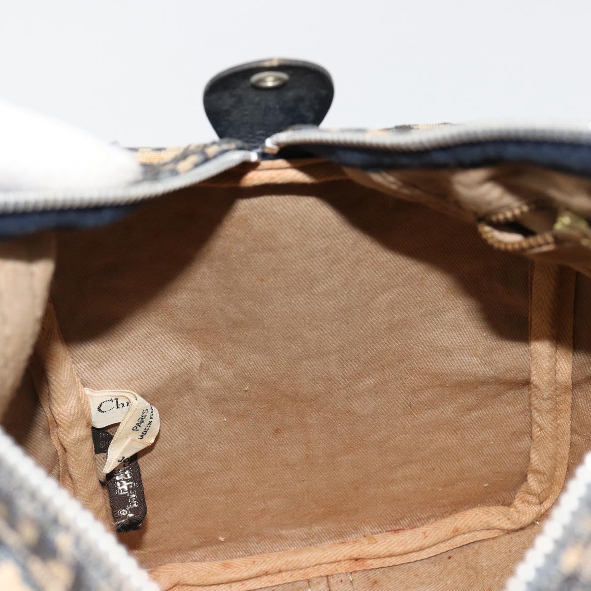 Christian Dior Trotter Canvas Hand Bag Navy Silver Auth 187811