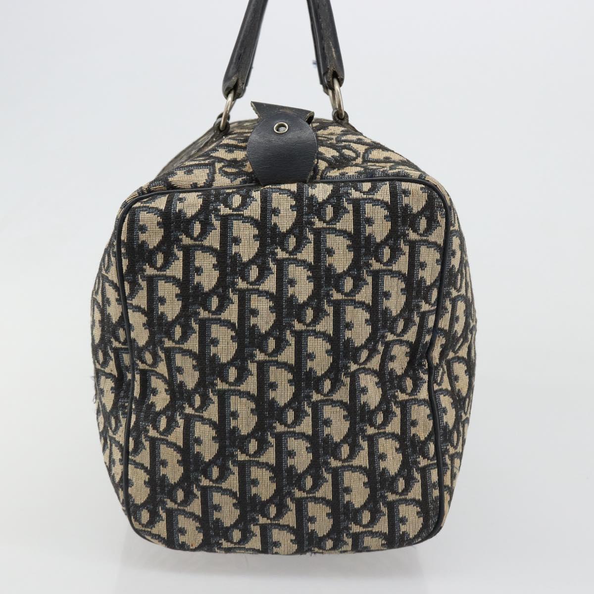 Christian Dior Trotter Canvas Hand Bag Navy Silver Auth 187811