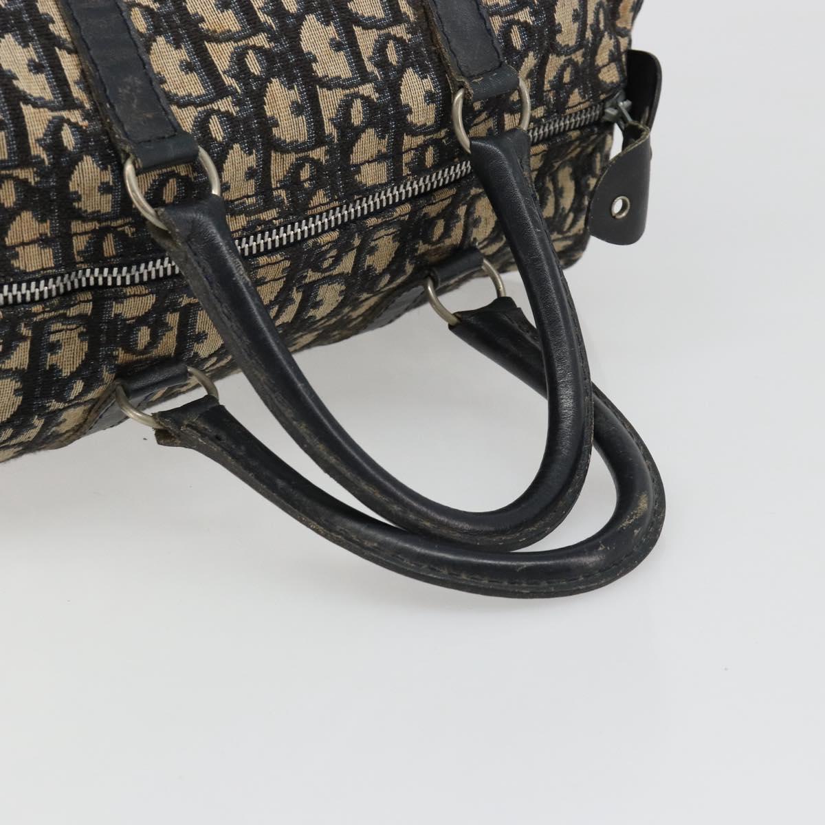 Christian Dior Trotter Canvas Hand Bag Navy Silver Auth 187811
