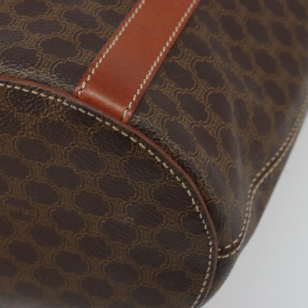 CELINE Macadam Canvas Tote Bag PVC Leather Brown gold Auth 187813
