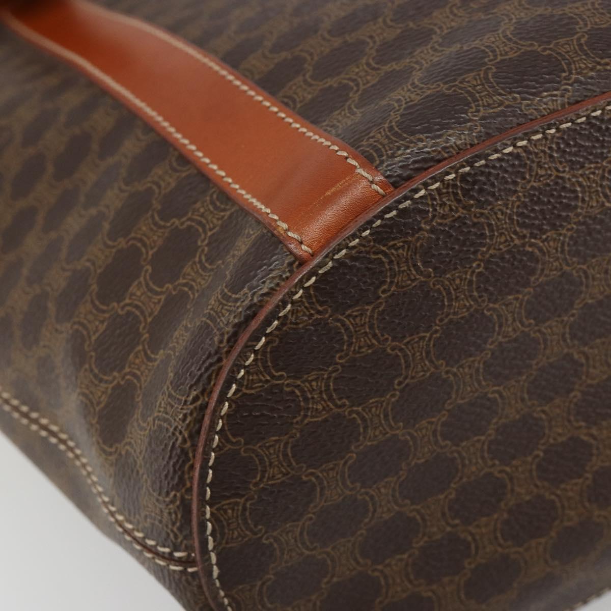 CELINE Macadam Canvas Tote Bag PVC Leather Brown gold Auth 187813