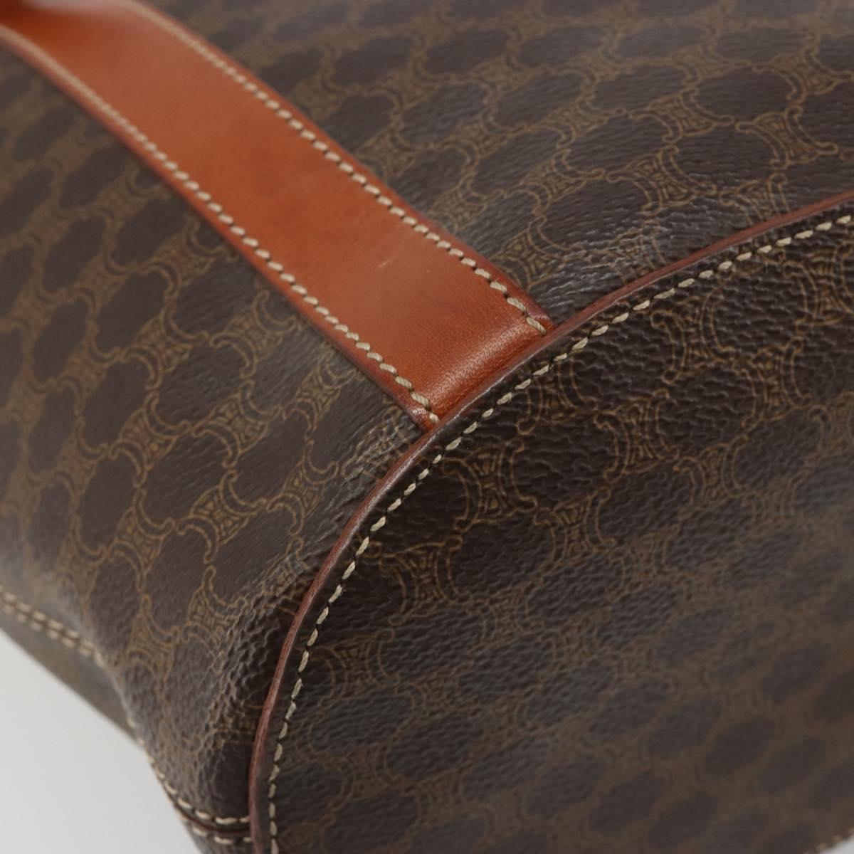 CELINE Macadam Canvas Tote Bag PVC Leather Brown gold Auth 187813