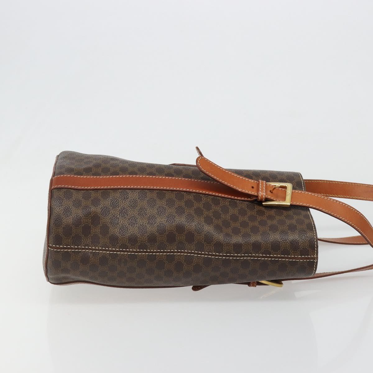 CELINE Macadam Canvas Tote Bag PVC Leather Brown gold Auth 187813