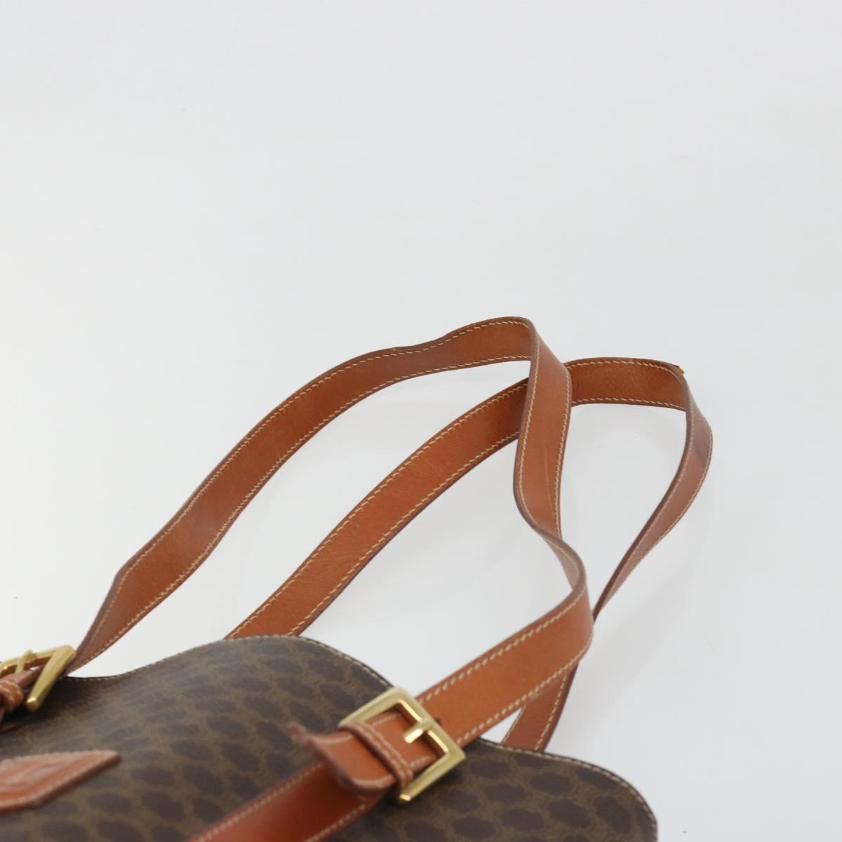CELINE Macadam Canvas Tote Bag PVC Leather Brown gold Auth 187813