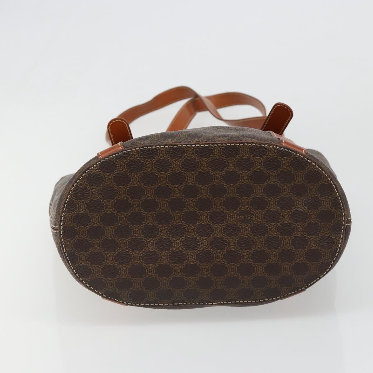 CELINE Macadam Canvas Tote Bag PVC Leather Brown gold Auth 187813