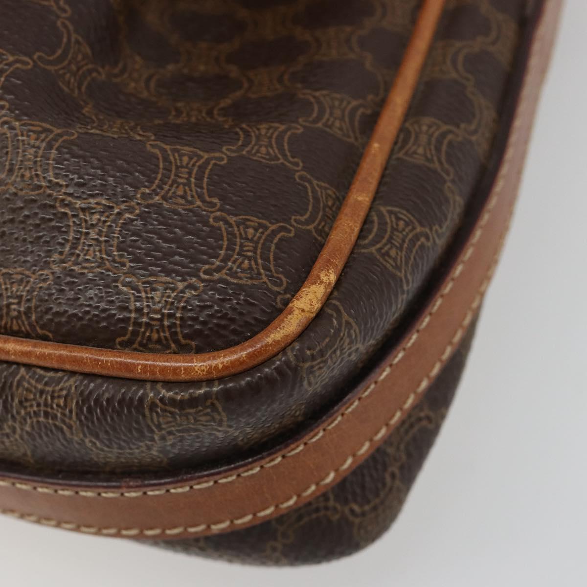 CELINE Macadam Canvas Shoulder Bag PVC Leather Brown Gold Auth 187817