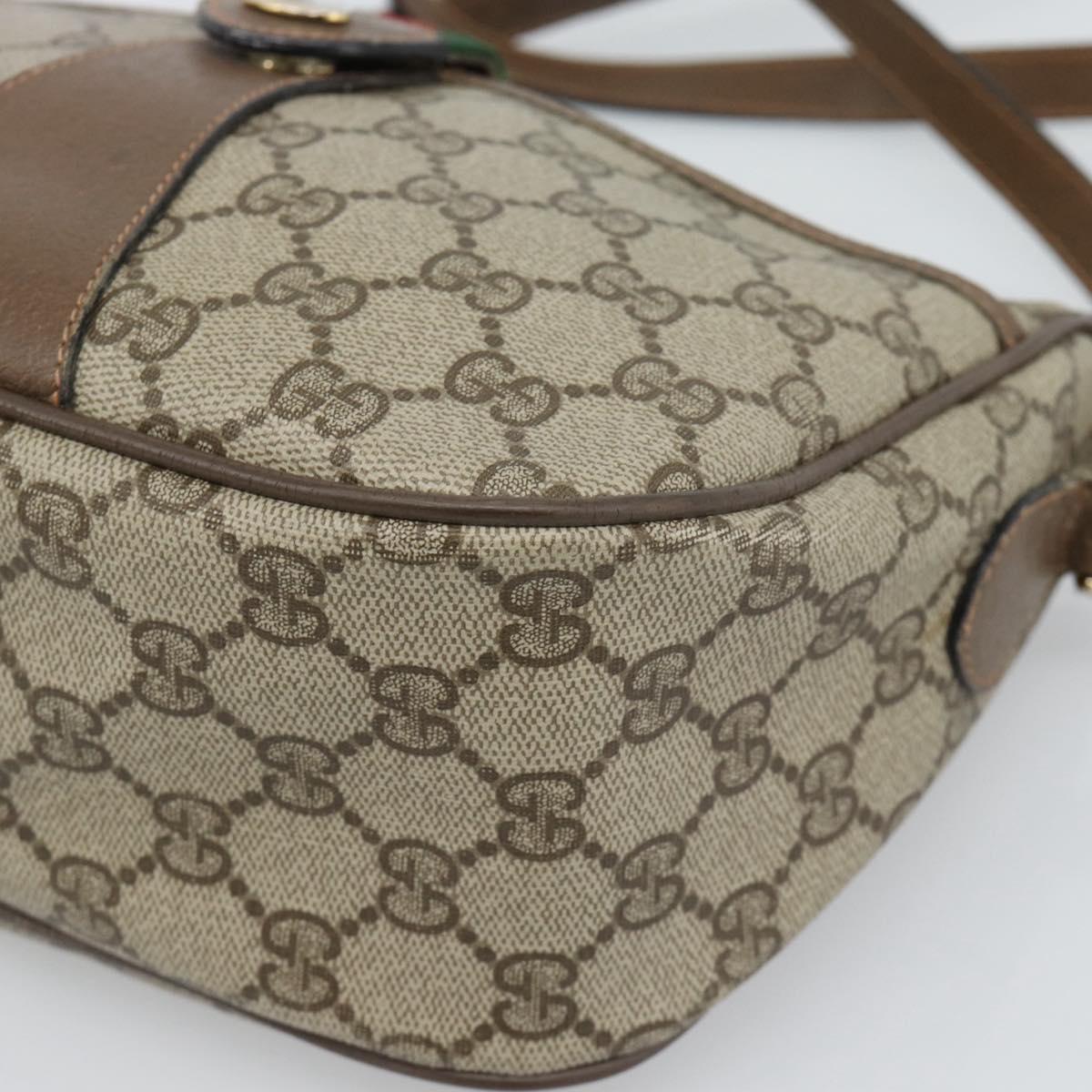 GUCCI GG Supreme Web Sherry Line Bag PVC Beige Gold 89 02 032 Auth 187818