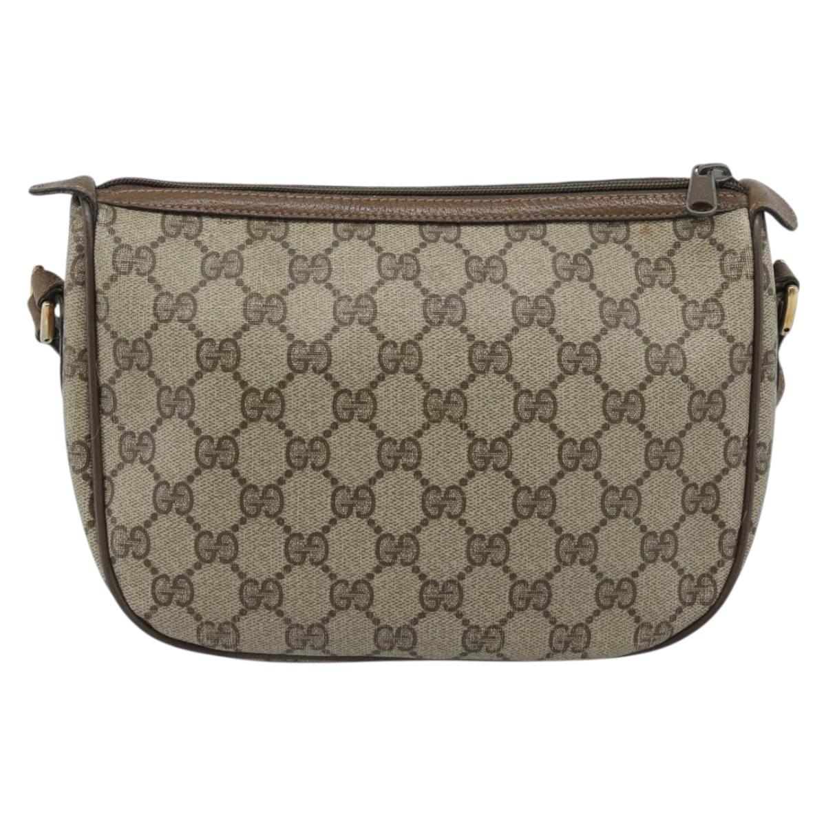 GUCCI GG Supreme Web Sherry Line Bag PVC Beige Gold 89 02 032 Auth 187818