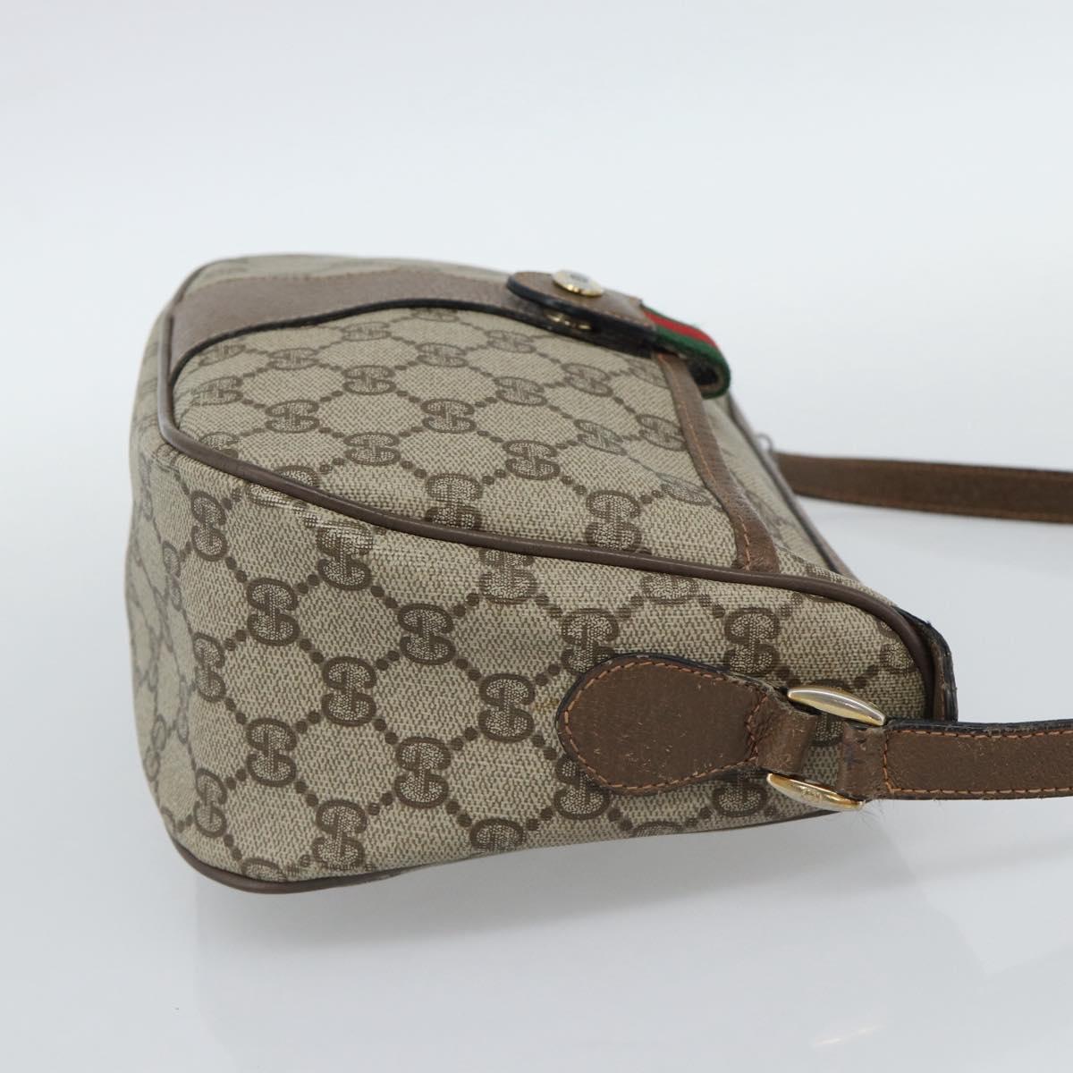 GUCCI GG Supreme Web Sherry Line Bag PVC Beige Gold 89 02 032 Auth 187818