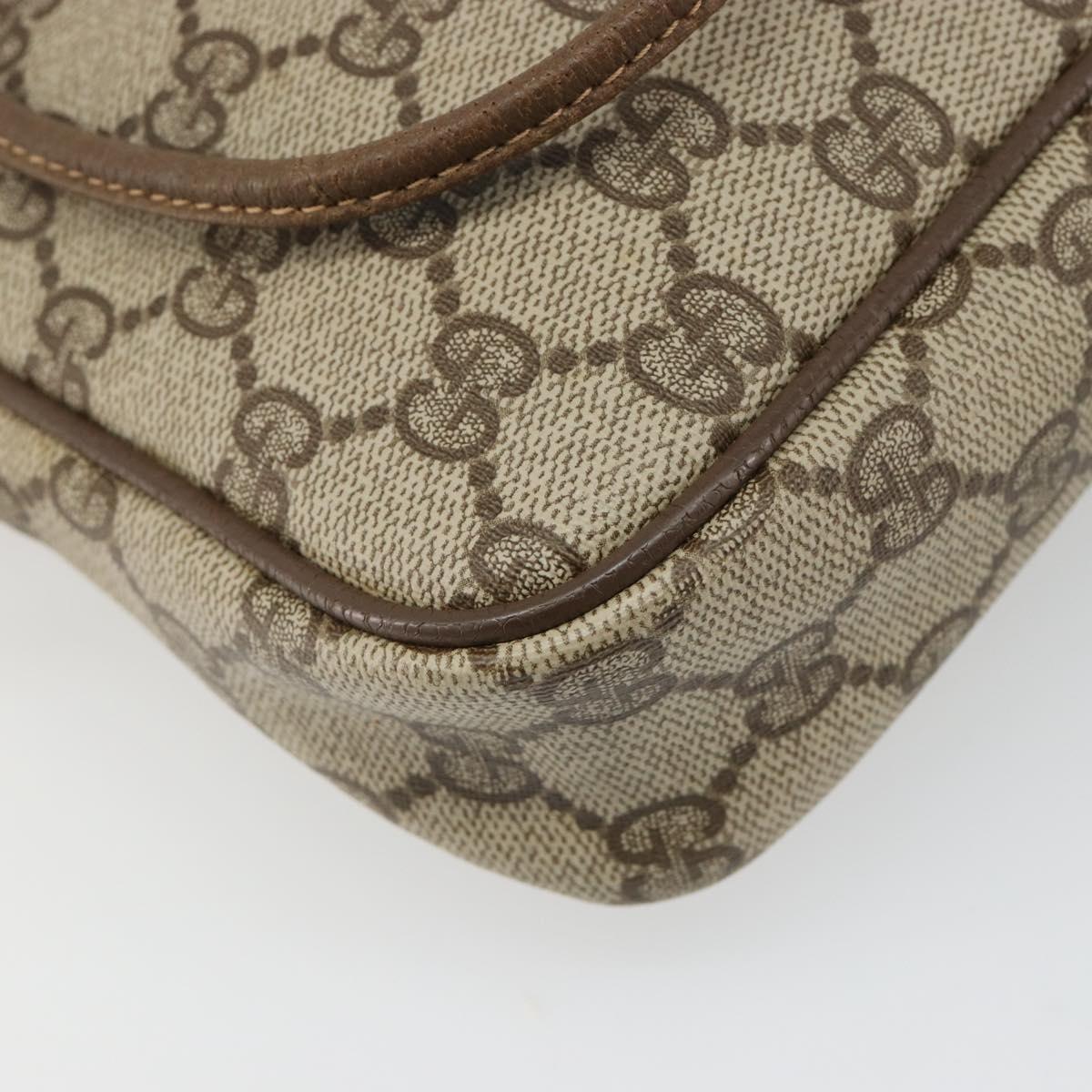 GUCCI GG Supreme Shoulder Bag PVC Beige Gold 97 02 068 Auth 187819