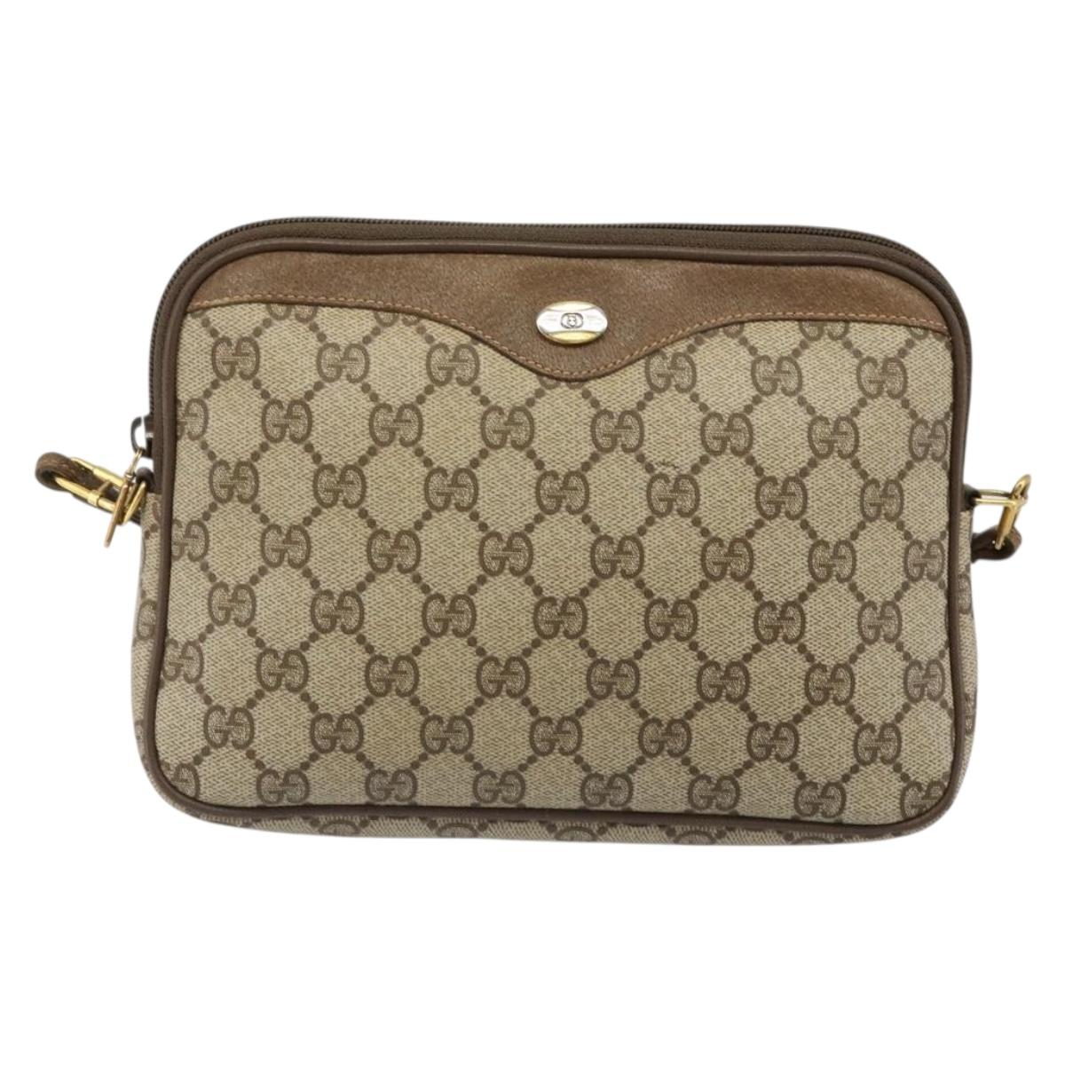 GUCCI GG Supreme Shoulder Bag PVC Beige Gold 97 02 068 Auth 187819