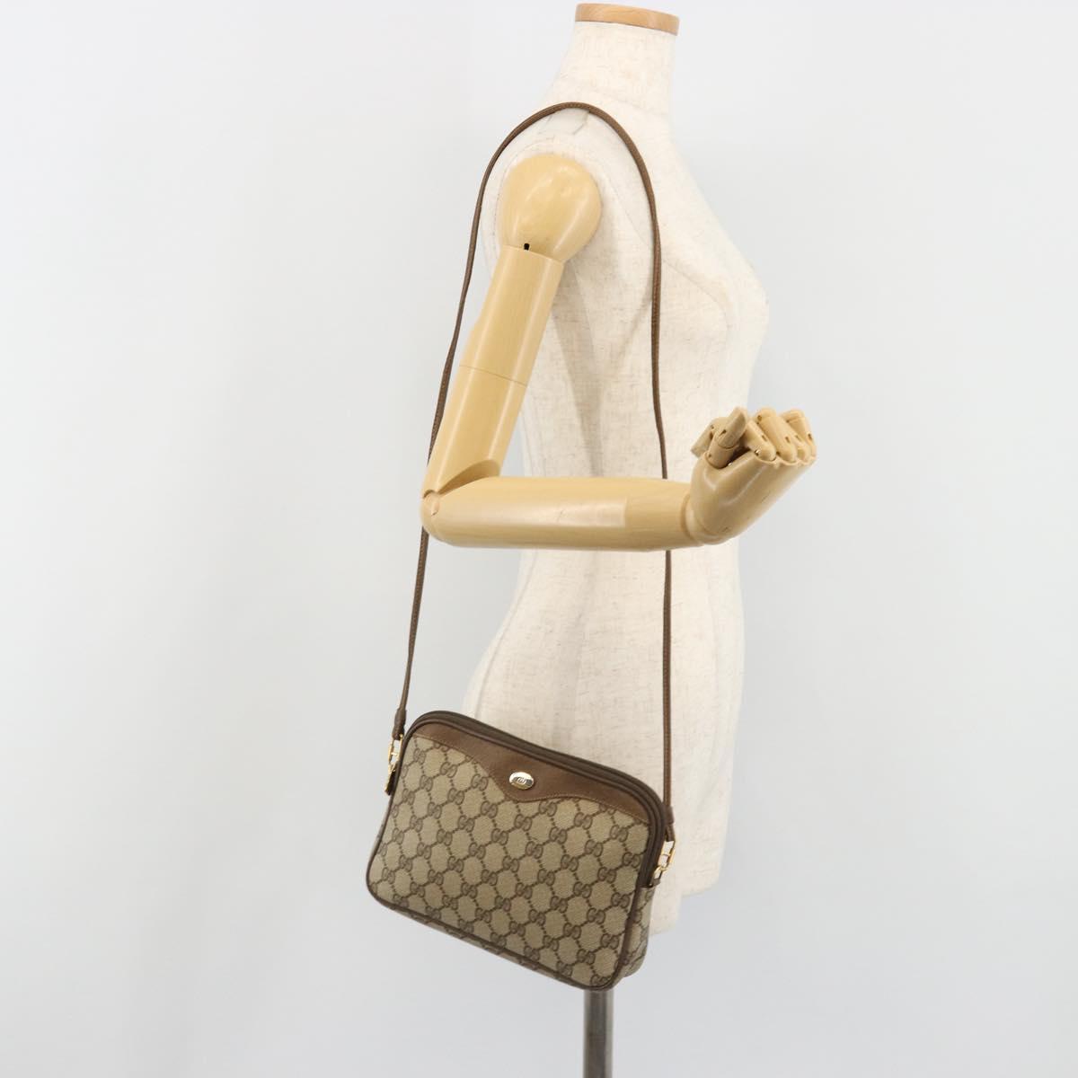 GUCCI GG Supreme Shoulder Bag PVC Beige Gold 97 02 068 Auth 187819