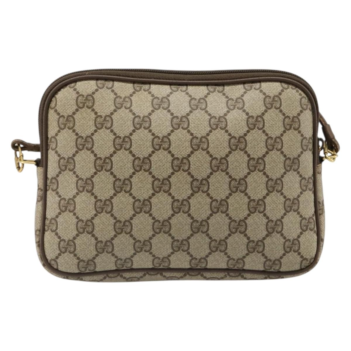 GUCCI GG Supreme Shoulder Bag PVC Beige Gold 97 02 068 Auth 187819