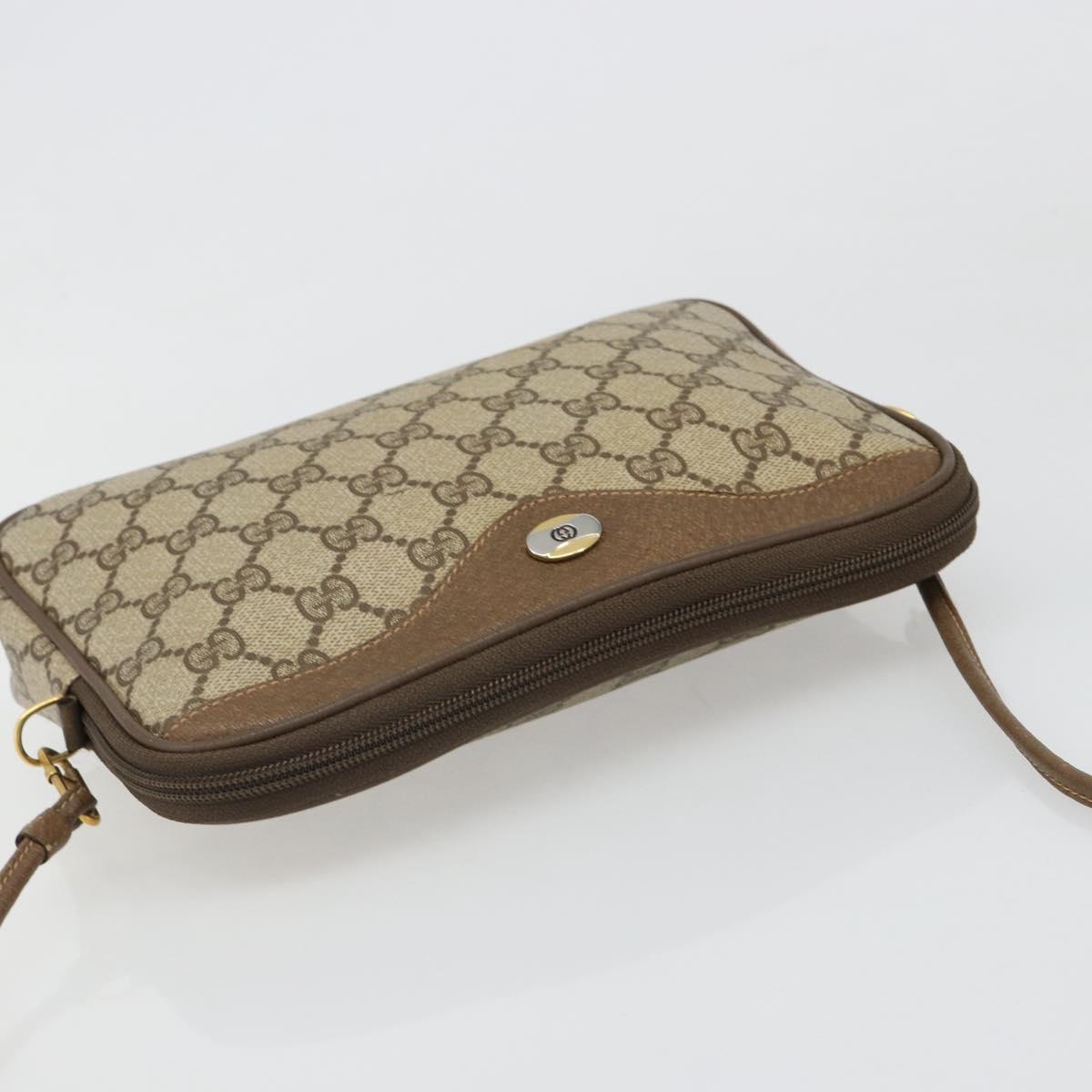 GUCCI GG Supreme Shoulder Bag PVC Beige Gold 97 02 068 Auth 187819