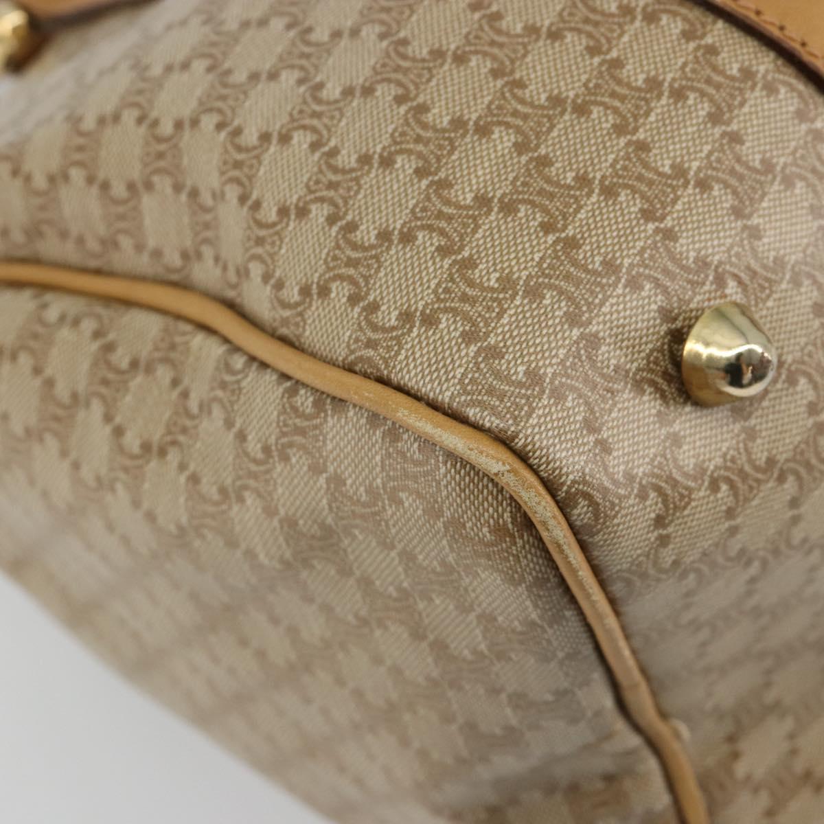 CELINE Macadam Canvas Hand Bag PVC Beige Gold Auth 187822