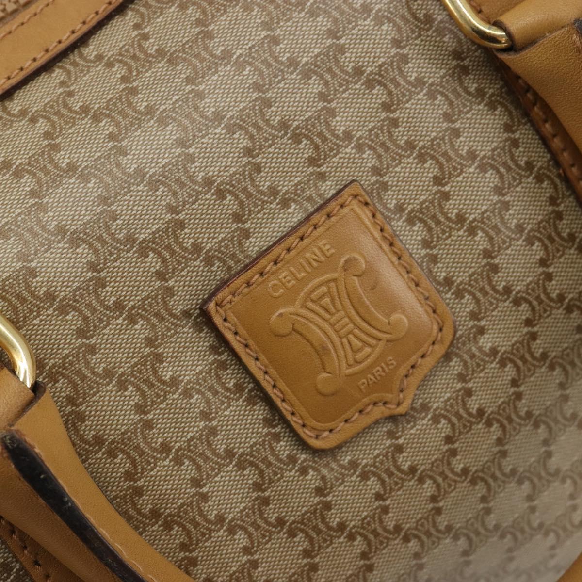 CELINE Macadam Canvas Hand Bag PVC Beige Gold Auth 187822