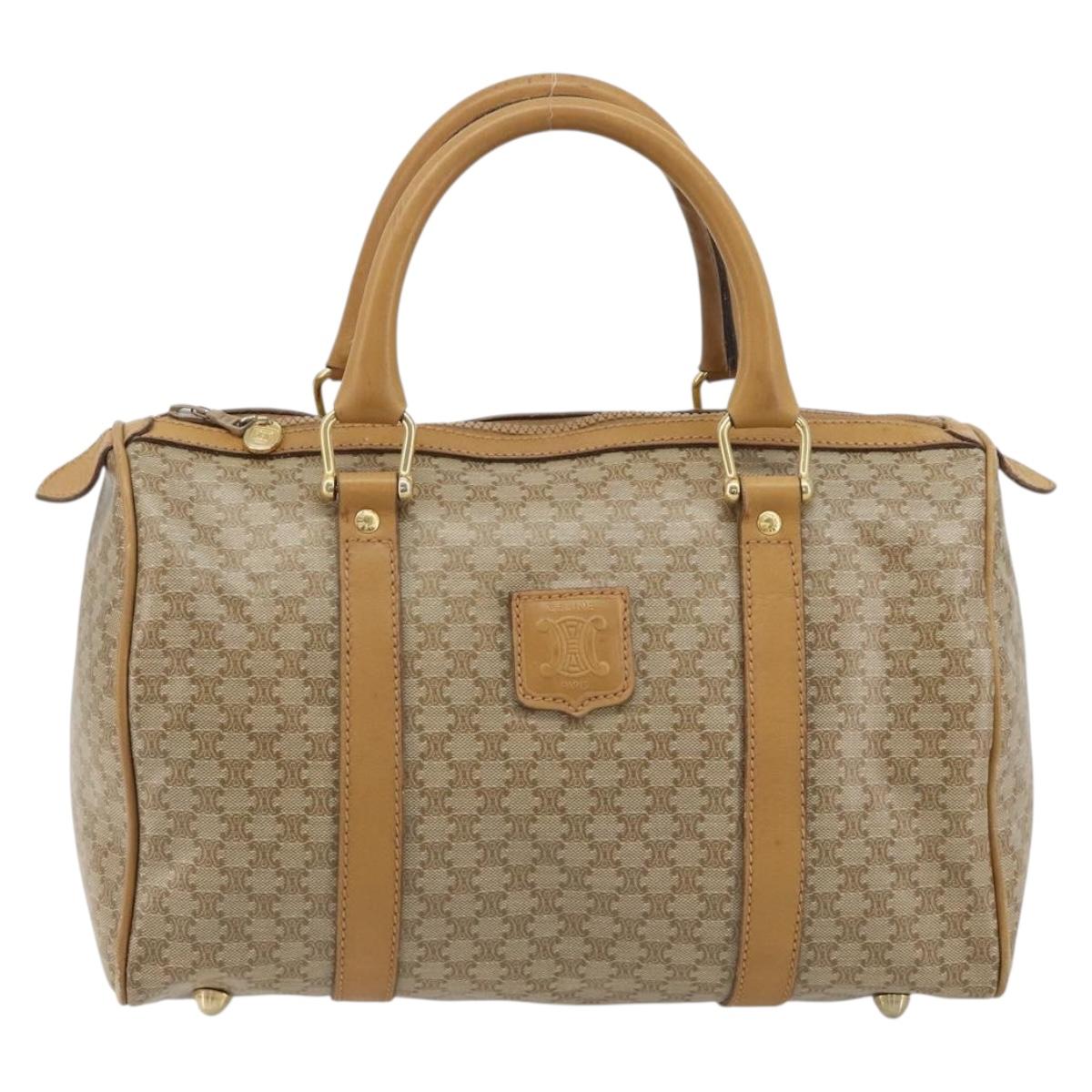 CELINE Macadam Canvas Hand Bag PVC Beige Gold Auth 187822