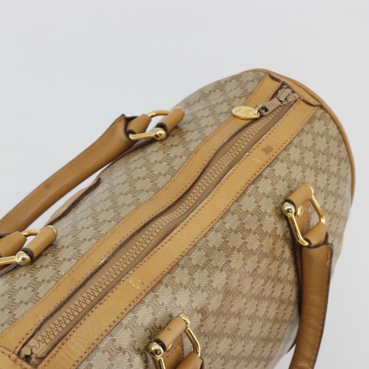 CELINE Macadam Canvas Hand Bag PVC Beige Gold Auth 187822