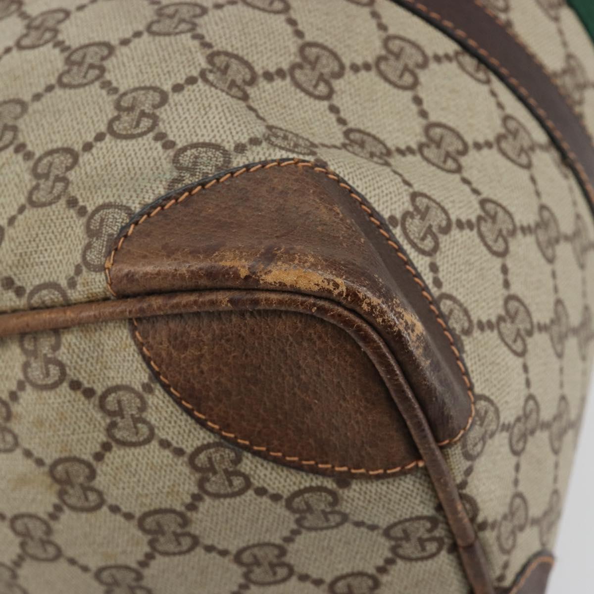 GUCCI GG Supreme Web Sherry Line Hand Bag PVC Beige Gold Auth 187823