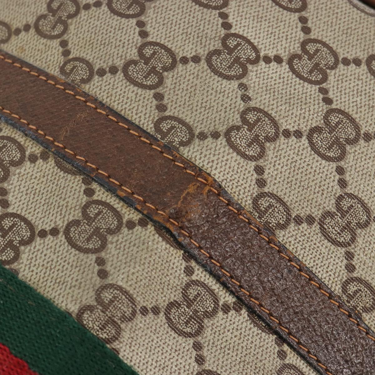 GUCCI GG Supreme Web Sherry Line Hand Bag PVC Beige Gold Auth 187823