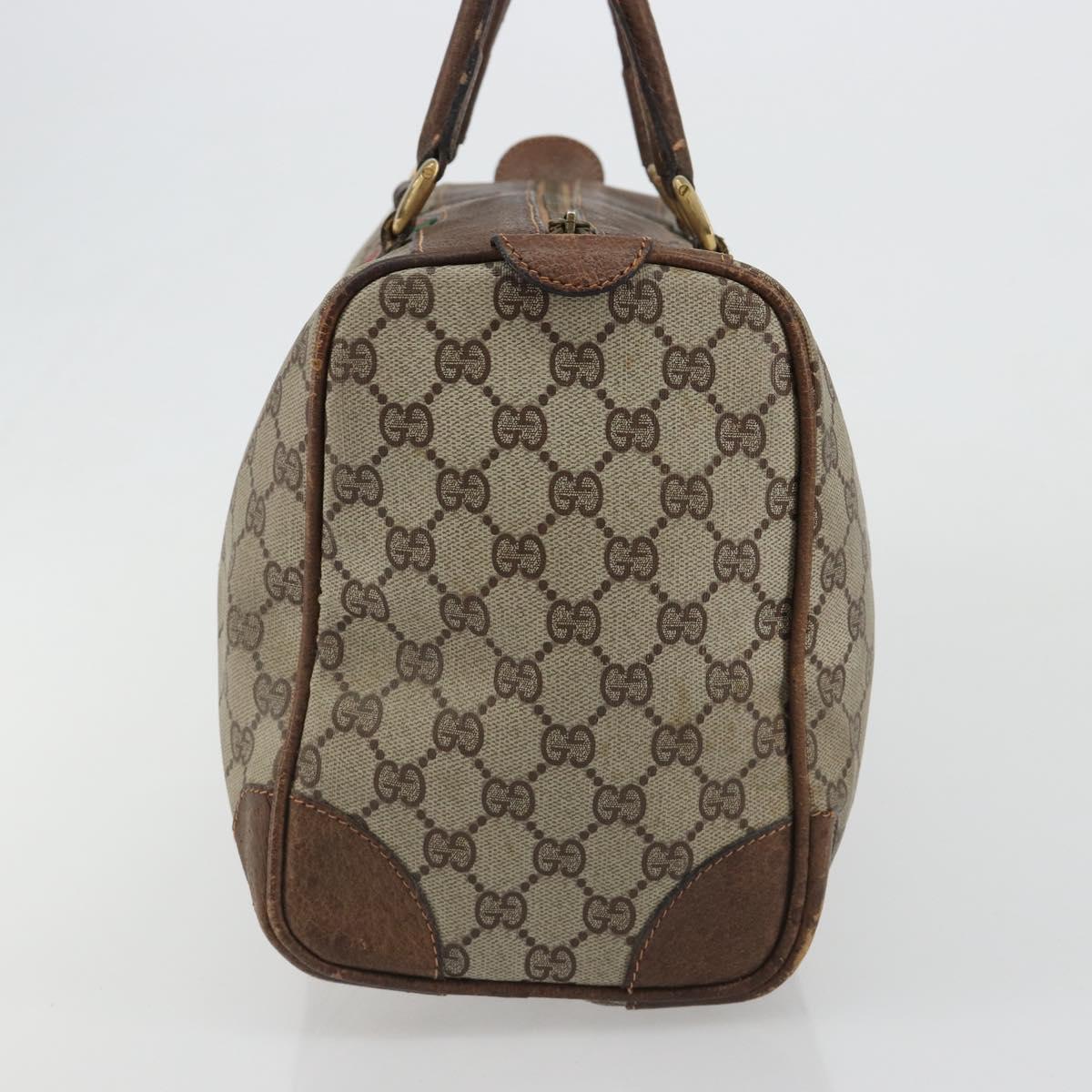 GUCCI GG Supreme Web Sherry Line Hand Bag PVC Beige Gold Auth 187823