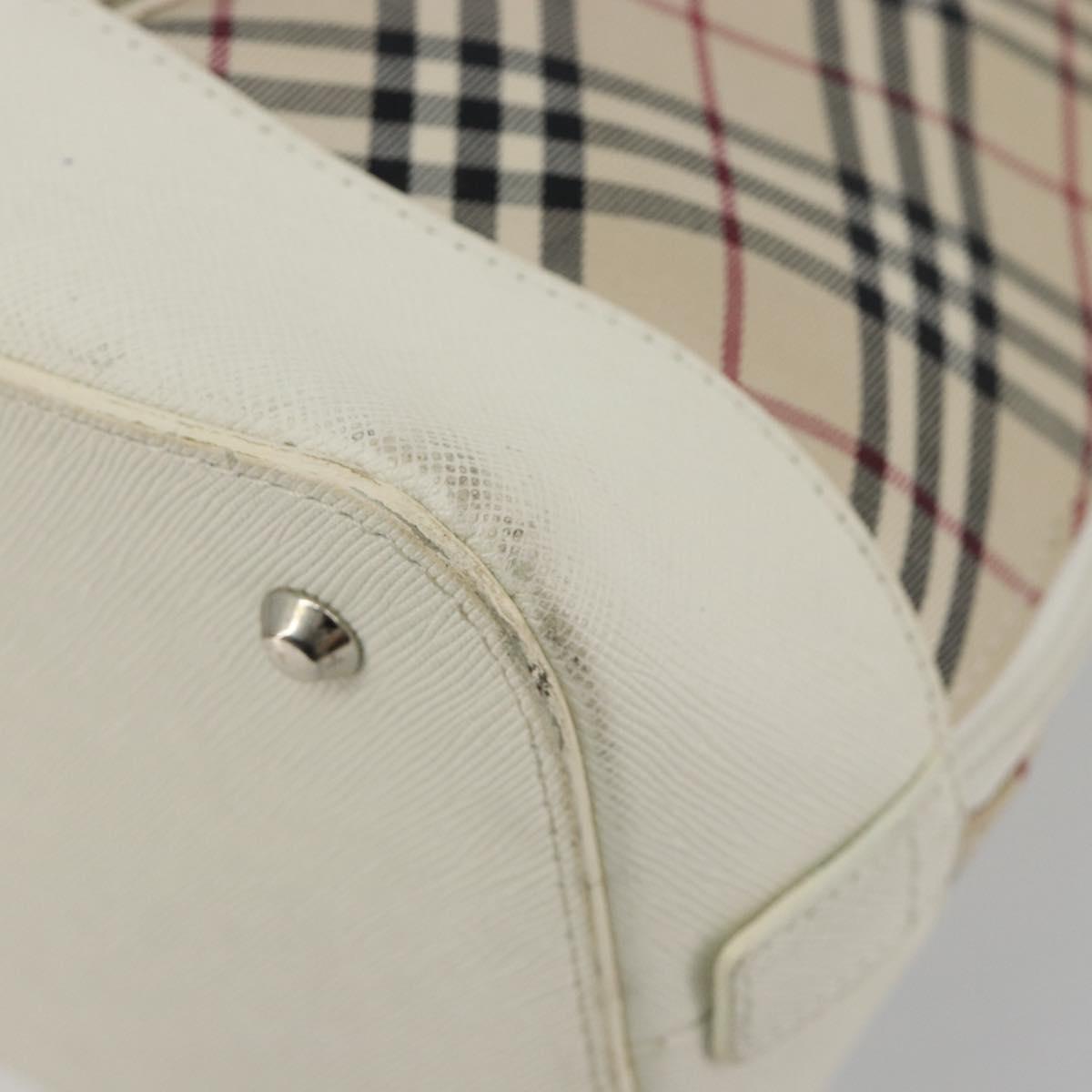 BURBERRY Nova Check Hand Bag Canvas Beige Silver Auth 187825A